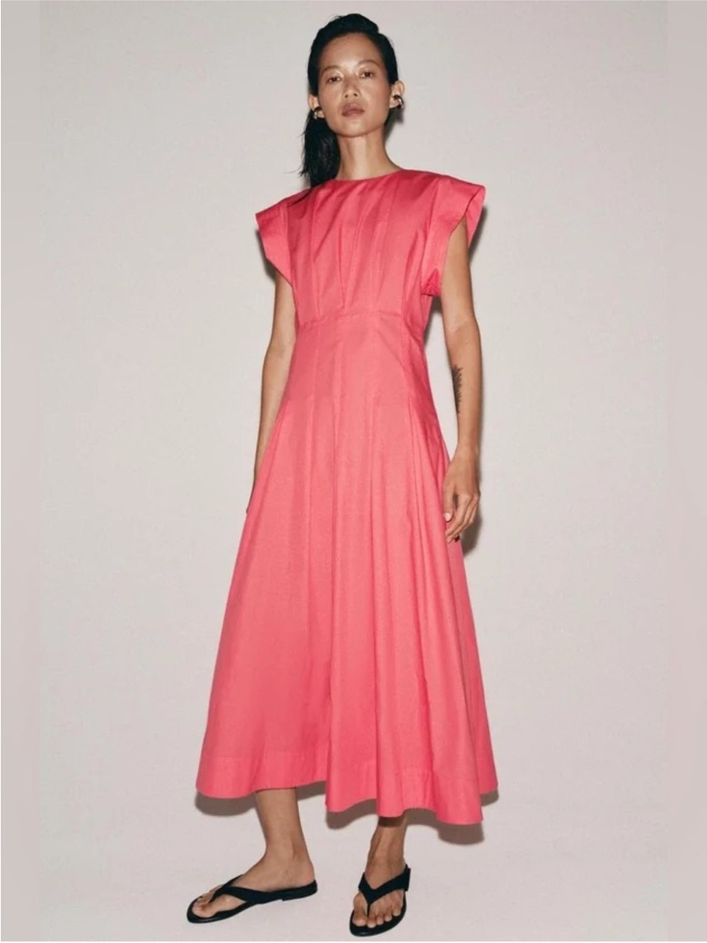 ZARA PLEATED POPLIN DRESS